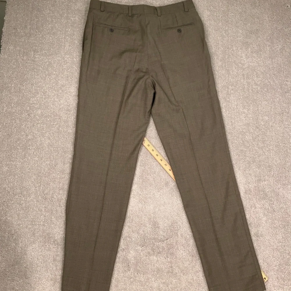 Nautica Suit Men 43R W37 Olive Brown Glen Plaid 3-Button Wool  Unhemmed